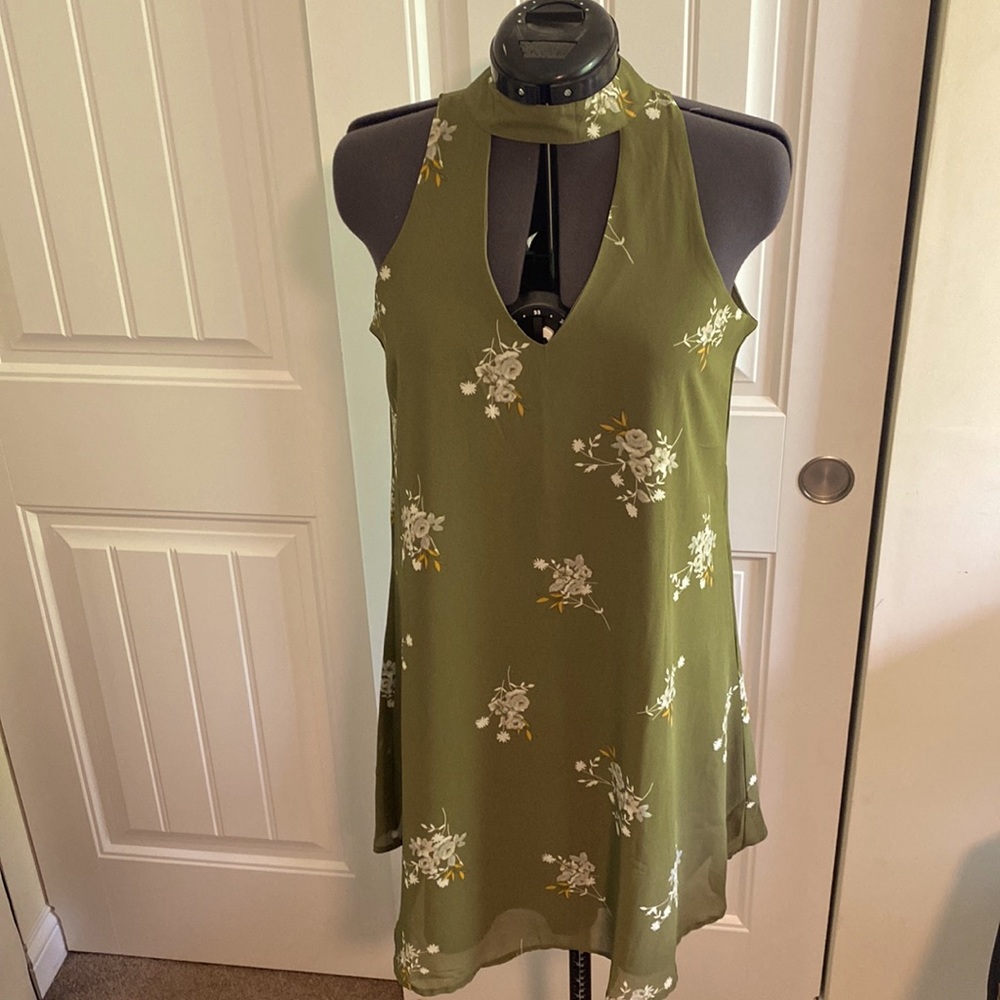 Floral Olive Green Dress